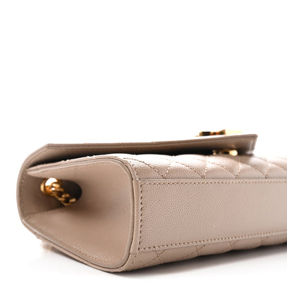 Saint Laurent Grain De Poudre Textured Mixed Matelasse Triquilt Small Monogram Satchel Dark Beige 8 of 9
