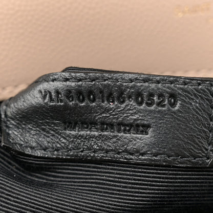 Saint Laurent Grain De Poudre Mixed Matelasse Large Triquilt Monogram Satchel Dark Beige 7 of 13