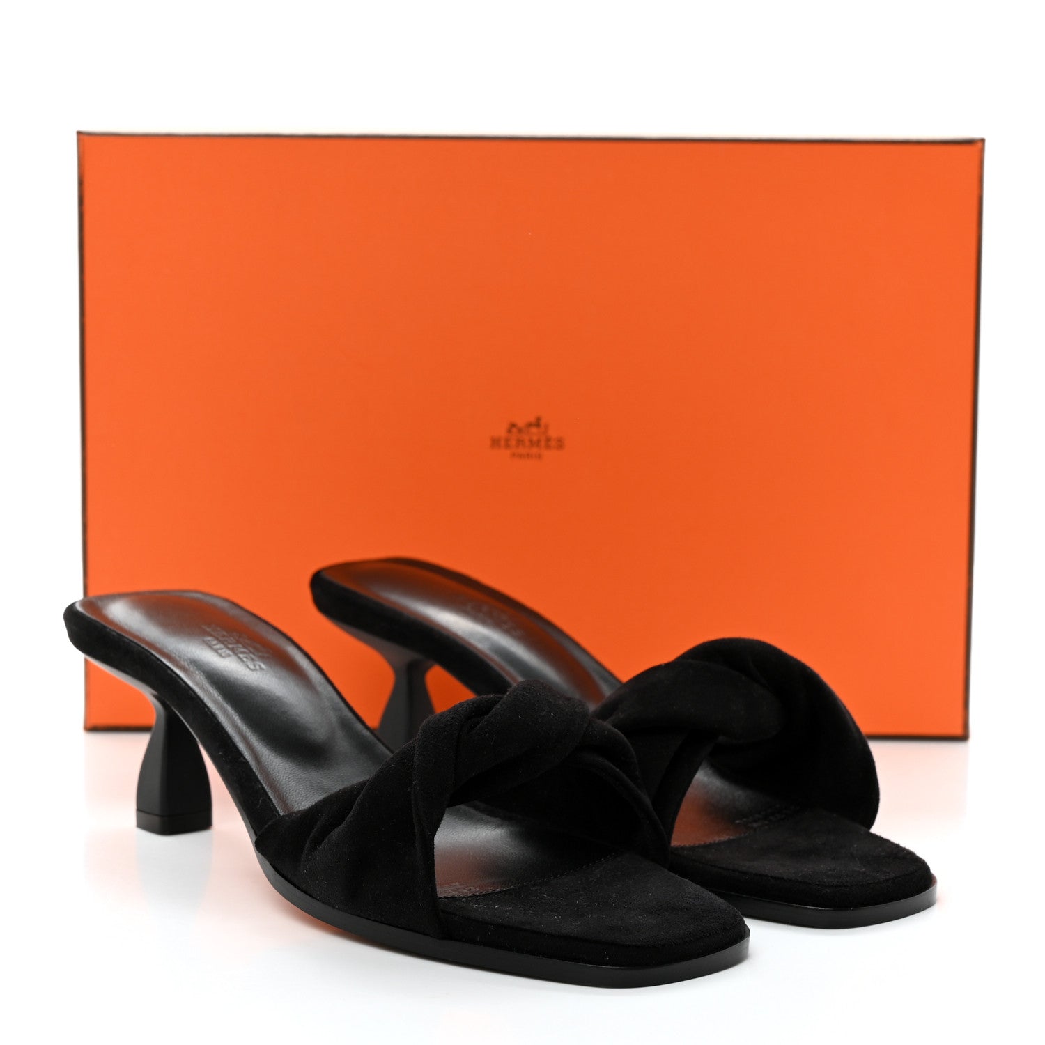 Hermes Suede Goatskin Giny 55 Sandals 39 Black 9 of 9