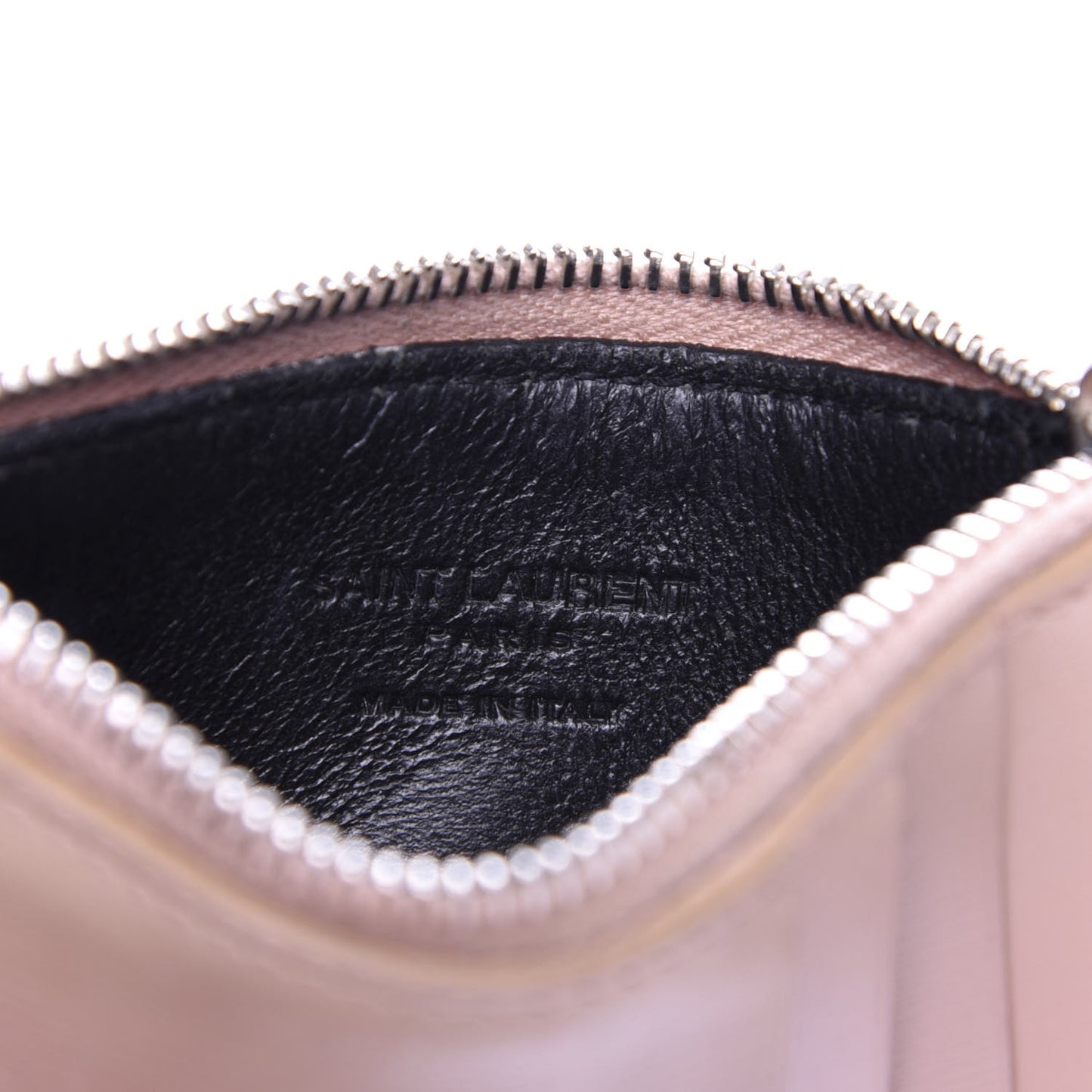 Calfskin 5 Fragments Zip Pouch Card Holder Pale Pink