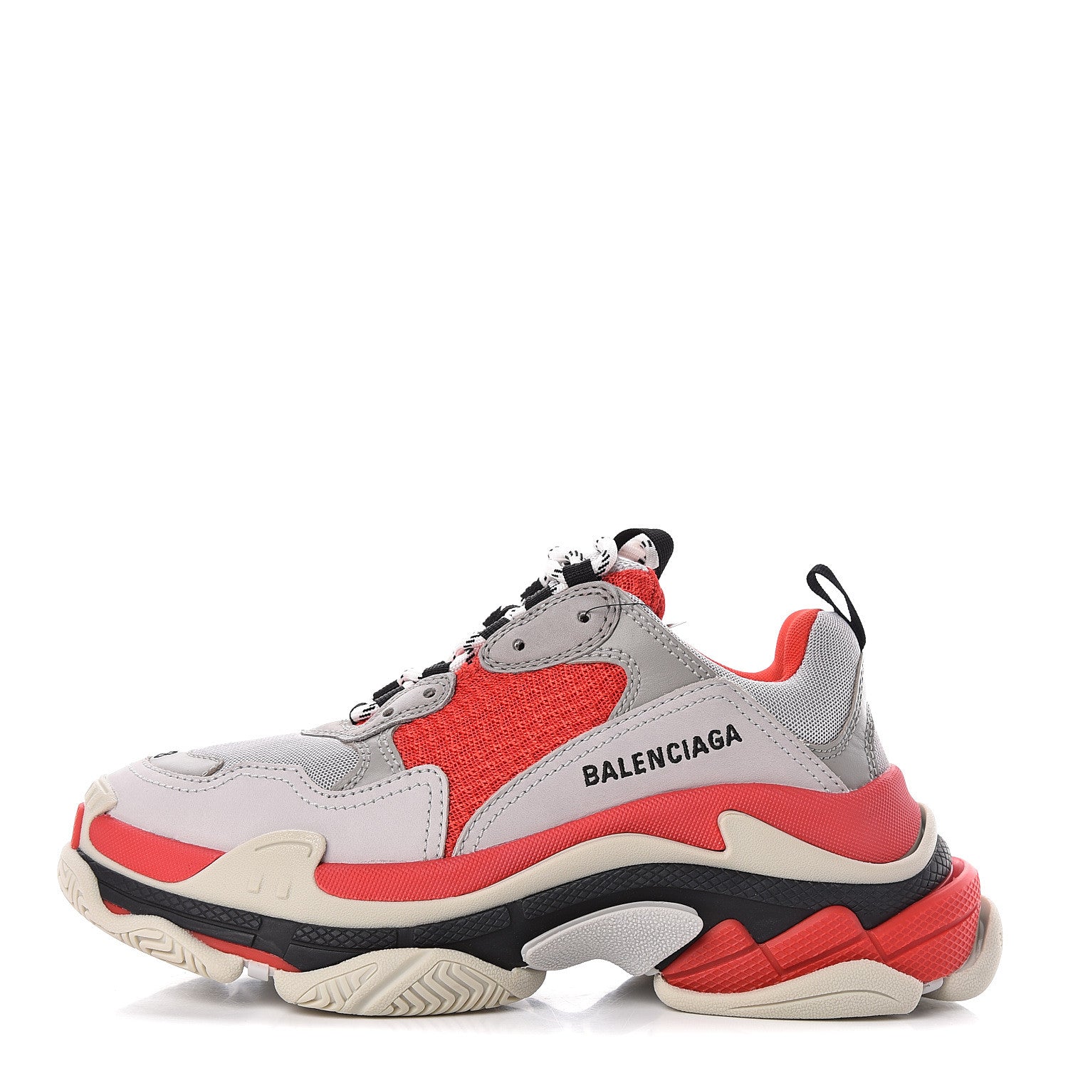 Balenciaga Fabric Mesh Womens Triple S Sneakers 38 Red Grey White 1 of 10