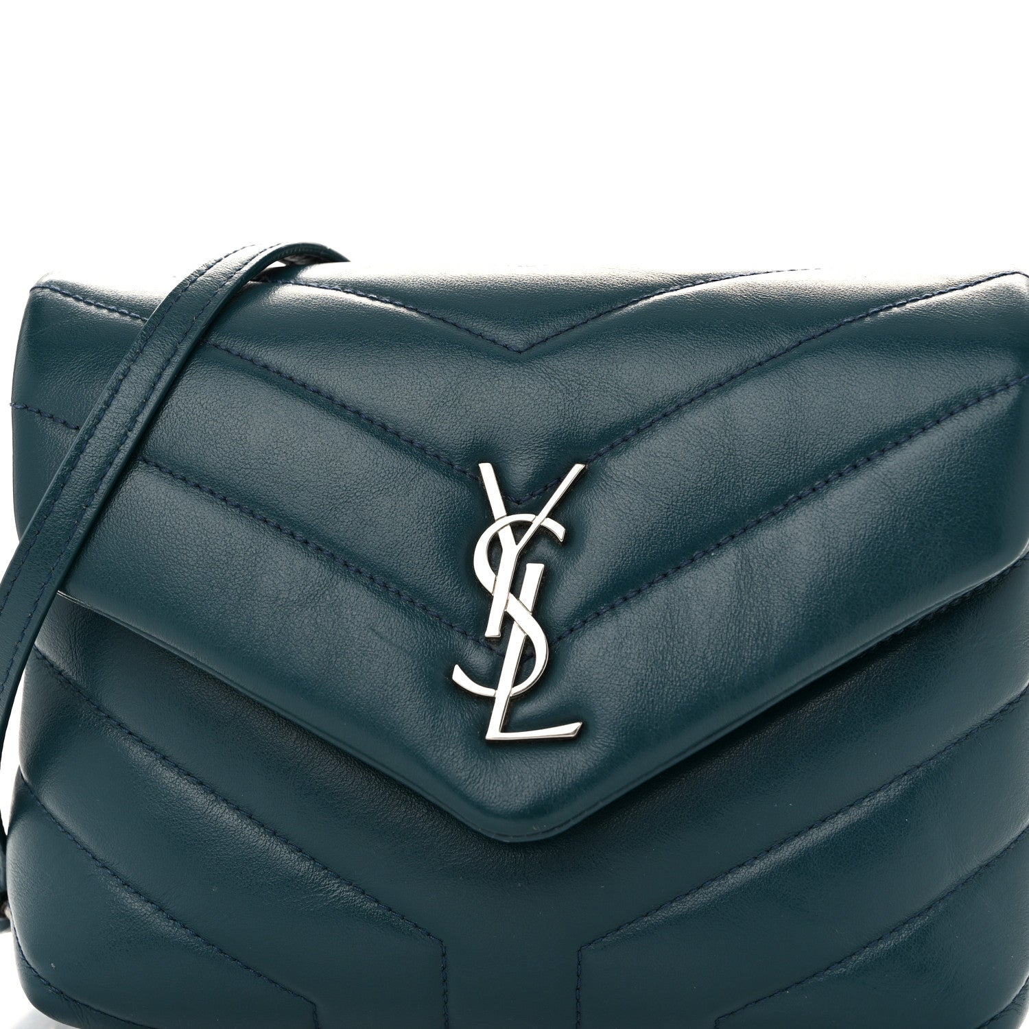 Saint Laurent Calfskin Y Quilted Monogram Toy Loulou Satchel Dark Turquoise 8 of 13