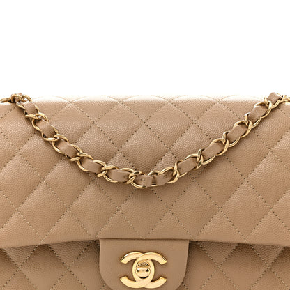 Chanel Caviar Quilted Medium Double Flap Dark Beige 8 of 12
