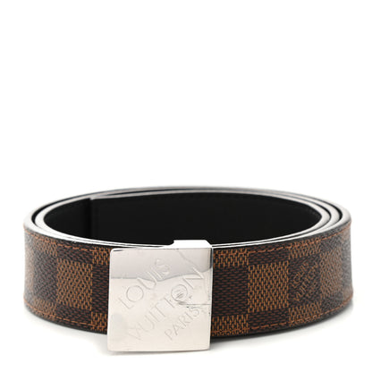 Louis Vuitton Damier Ebene LV Paris Buckle Belt 80 32 Silver 1 of 6