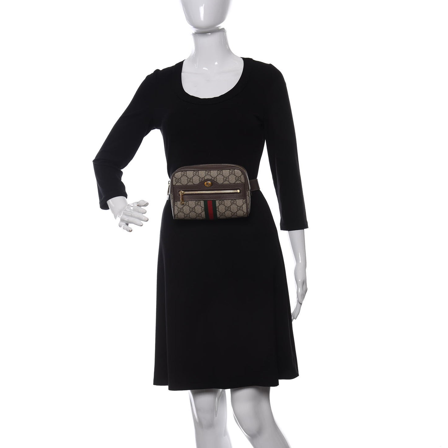GG Supreme Monogram Web Small Ophidia Belt Bag 75 30 Dark Brown