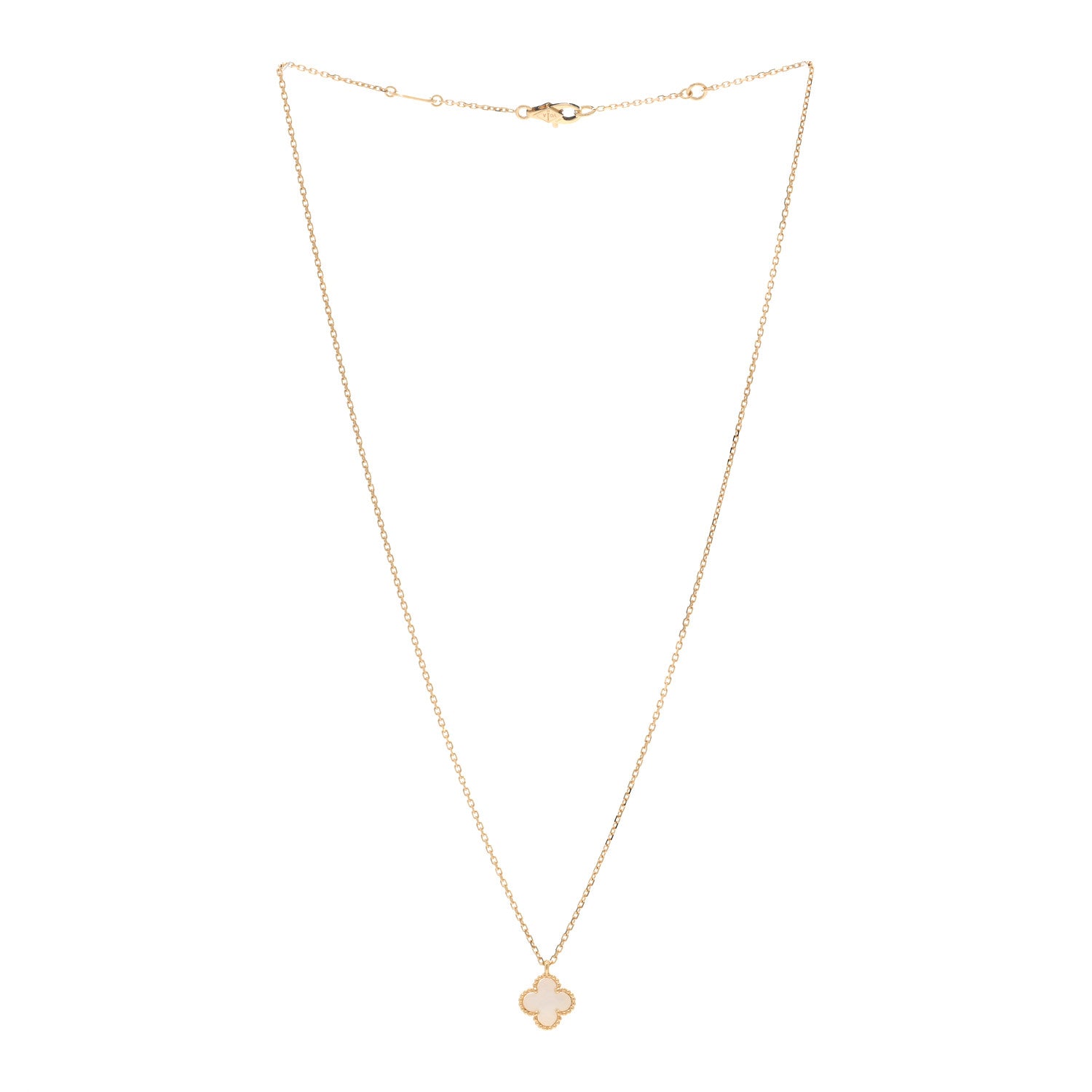 Van Cleef & Arpels 18K Yellow Gold Mother of Pearl Sweet Alhambra Pendant Necklace 3 of 7