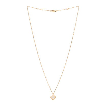 Van Cleef & Arpels 18K Yellow Gold Mother of Pearl Sweet Alhambra Pendant Necklace 3 of 7