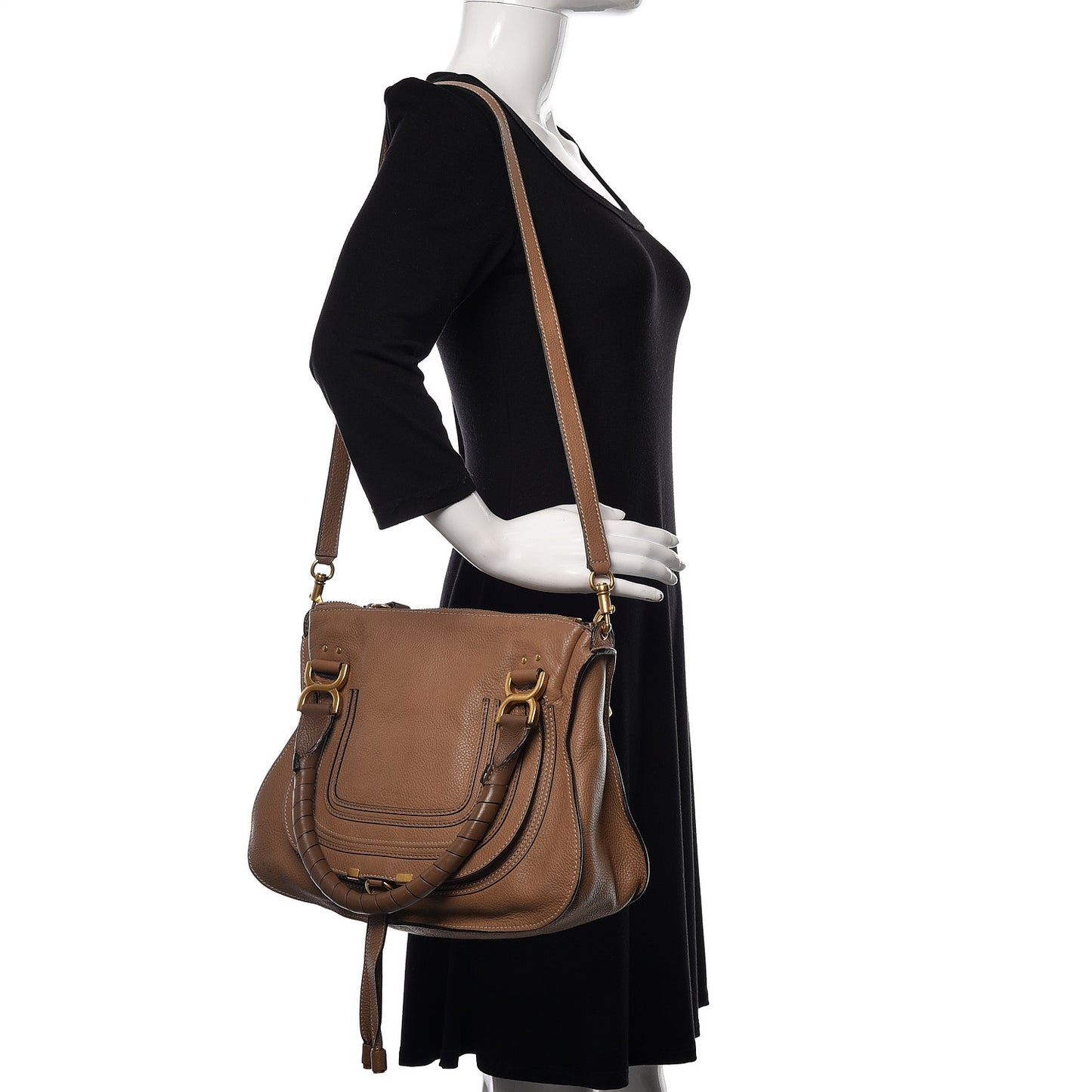 Calfskin Small Marcie Satchel Nut
