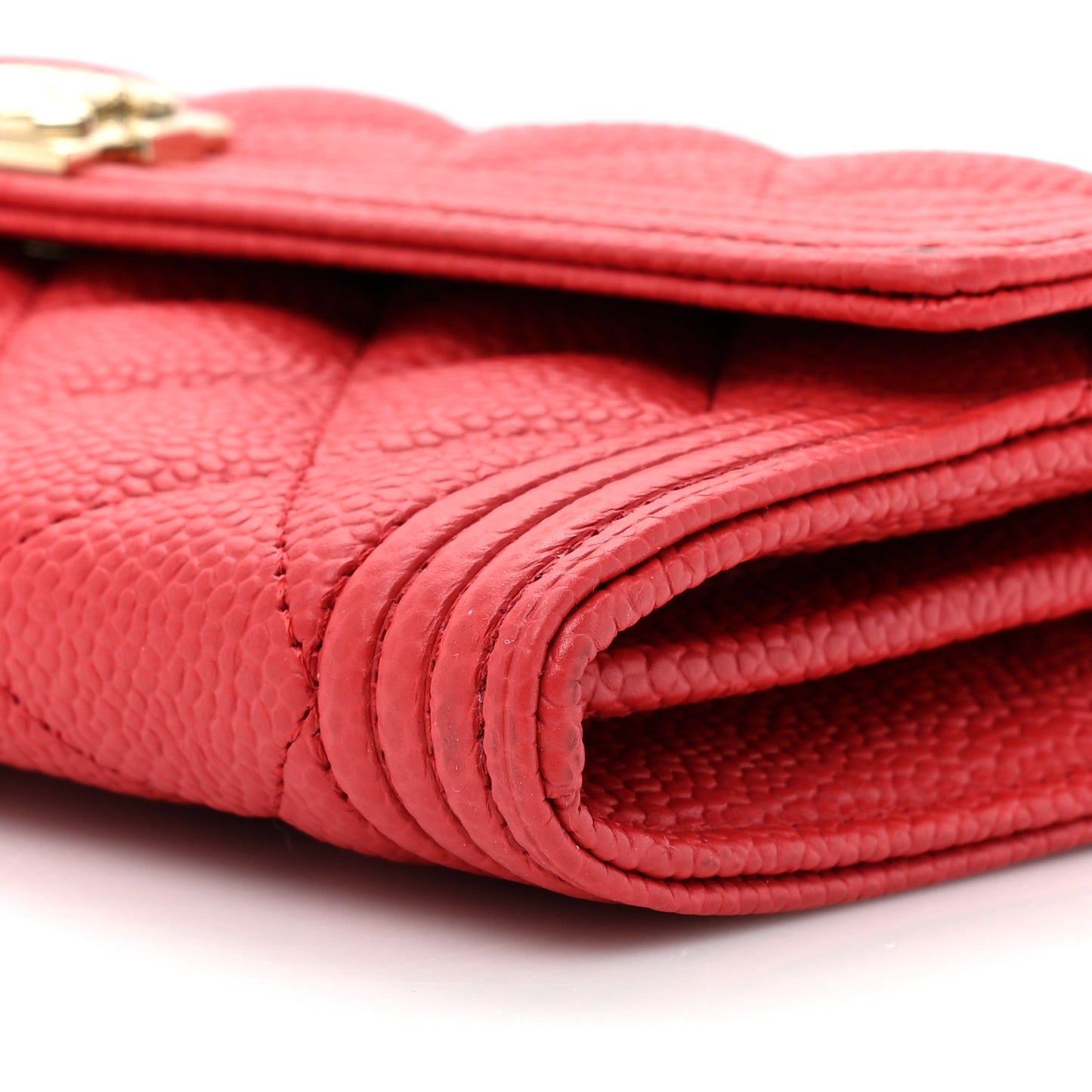Caviar Quilted Large Boy Gusset Flap Wallet Red