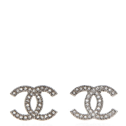 Chanel Crystal Timeless CC Earrings Silver 1 of 6
