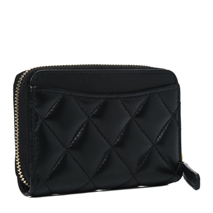 Chanel Lambskin Quilted Zip Coin Purse Black 2 of 4