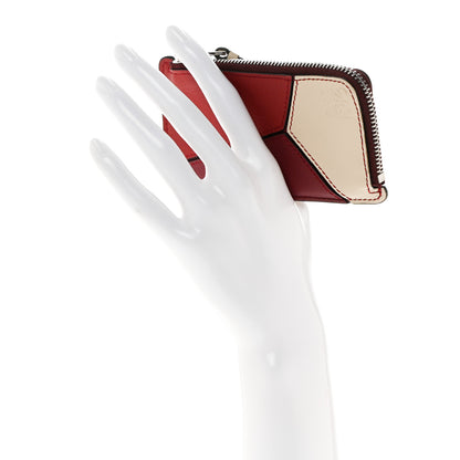 Loewe Calfskin Puzzle Colorblock Coin Card Holder Wine Garnet 2 of 8