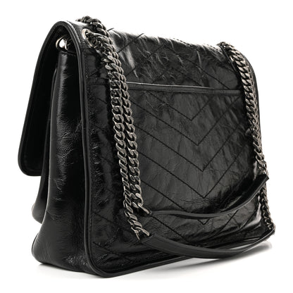 Saint Laurent Crinkled Calfskin Matelasse Monogram Large Niki Chain Satchel Black 3 of 12