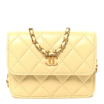 Chanel Lambskin Quilted Pearl Crush Clutch With Chain Yellow 1 of 11