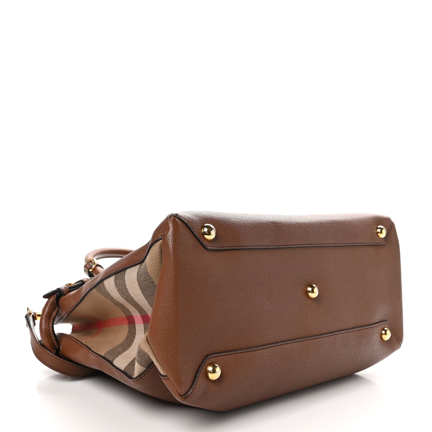 Grainy Calfskin House Check Medium Banner Tote Dark Sand