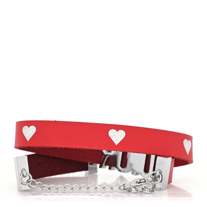 Christian Dior Calfskin Dior Heart Double Bracelet Red 3 of 4