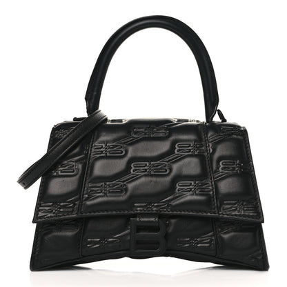Balenciaga Nappa BB Monogram Embossed Small Hourglass Top Handle Bag Black 1 of 10