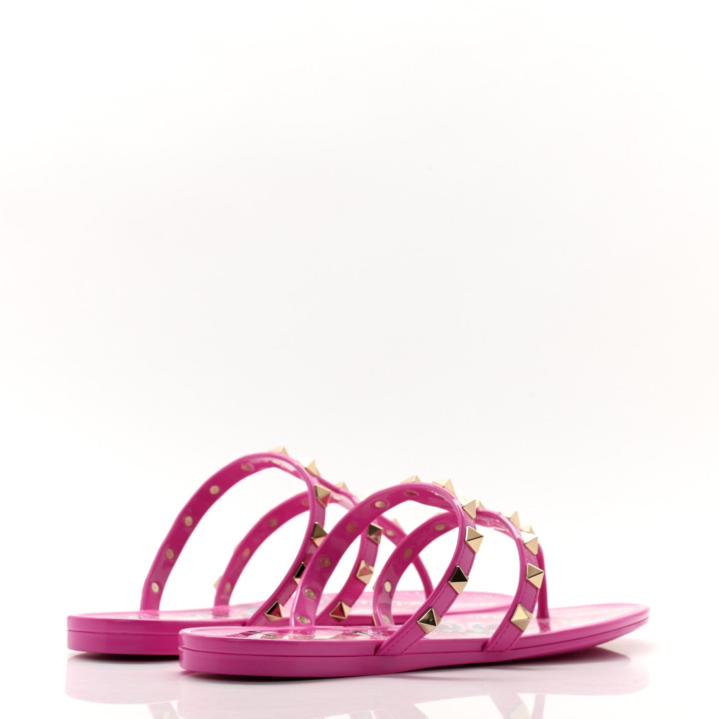 PVC Jelly Rockstud Caged Flat Thong Sandals 37 Pink