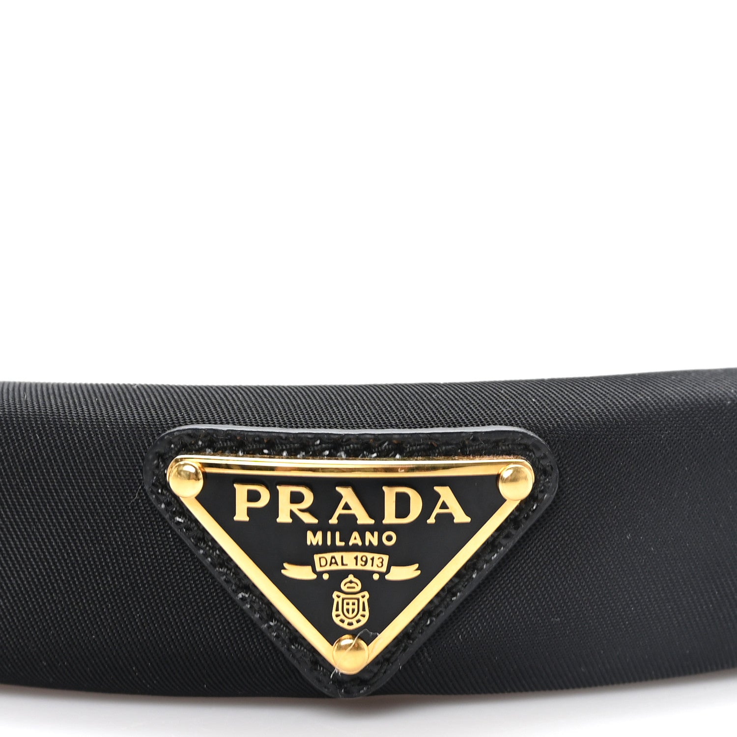 Prada Re-Nylon Metal Triangle Logo Headband Black 5 of 6