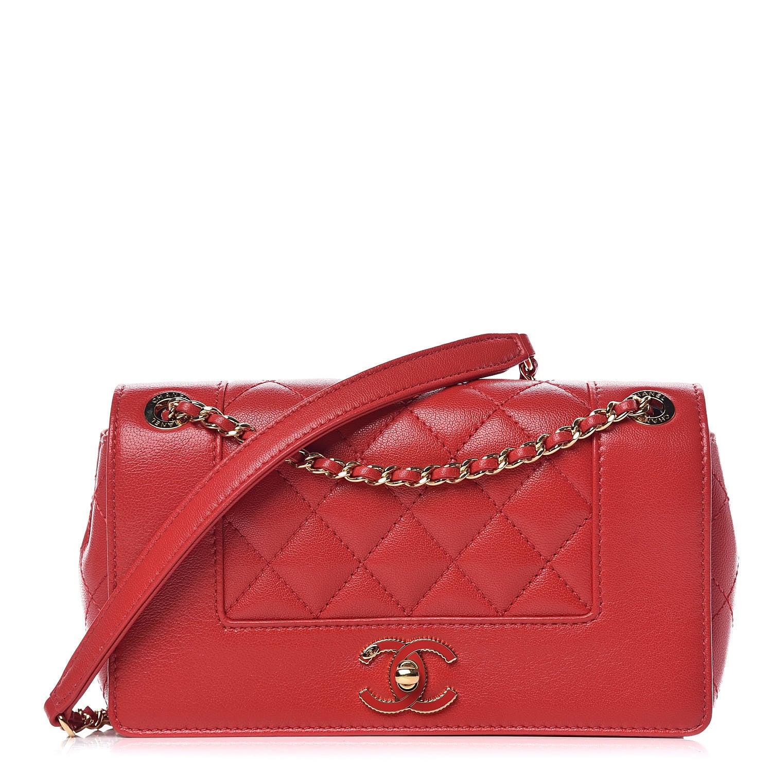 Chanel Sheepskin Quilted Small Vintage Mademoiselle Flap Red 1 of 10