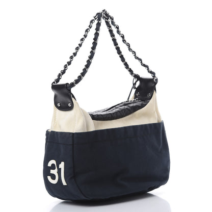 Chanel Canvas Sport Drawstring Hobo Navy Off White 2 of 16