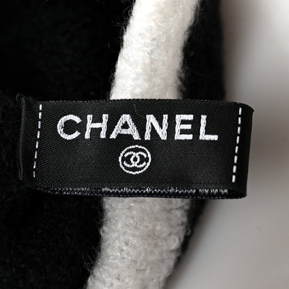 Chanel Cashmere Silk CC Beanie Hat Black White 5 of 5