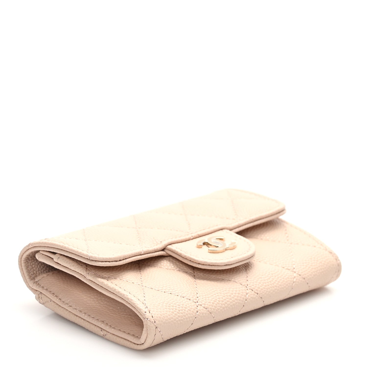 Chanel Caviar Quilted Flap Card Holder Wallet Light Beige 4 of 8