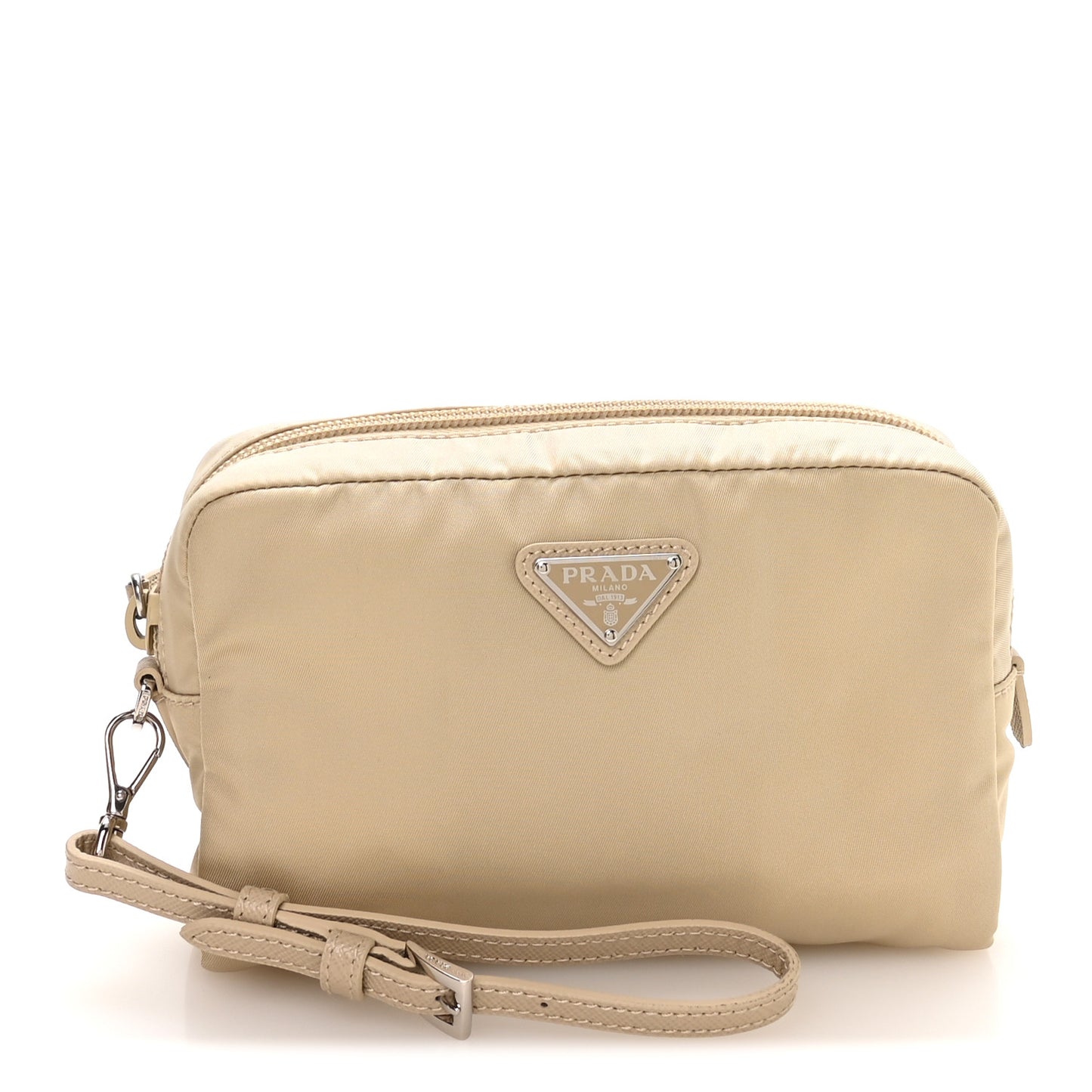 Re-Nylon Vela Saffiano Wristlet Deserto