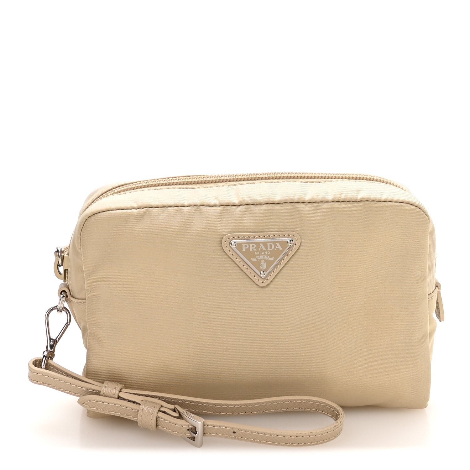 Prada Re-Nylon Vela Saffiano Wristlet Deserto 1 of 9