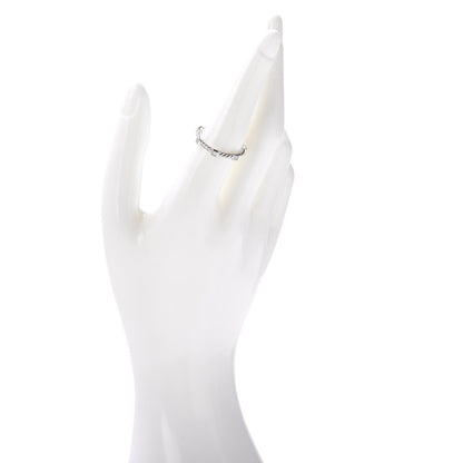 David Yurman 18K White Gold Diamond 2mm Cable Collectibles Stack Band Ring 56 7.5 2 of 4