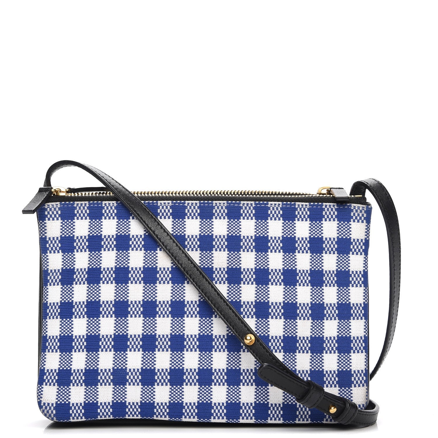 Celine Gingham Lambskin Small Trio Crossbody Bag Cobalt 1 of 7