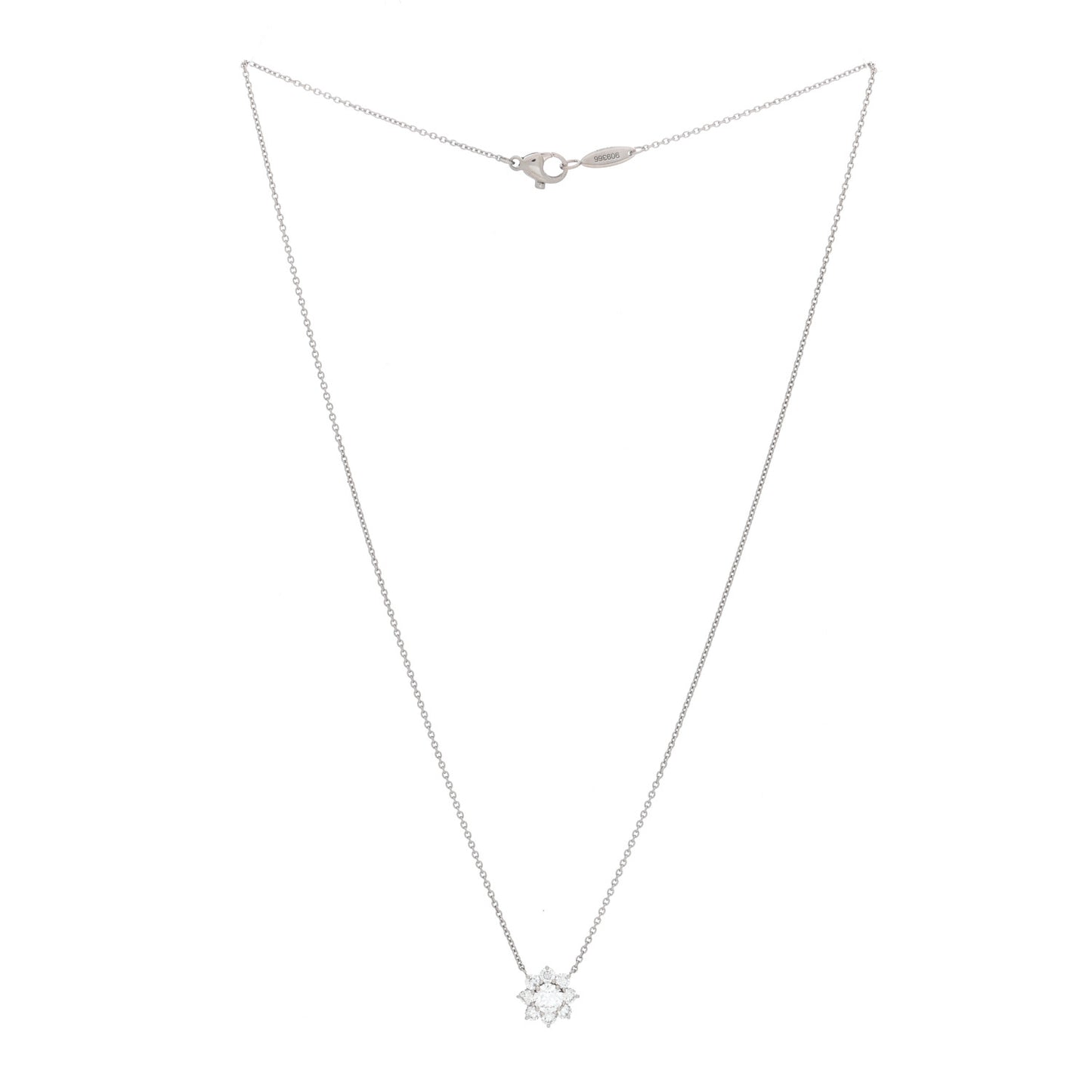 Platinum Diamond Petite Sunflower Pendant Necklace