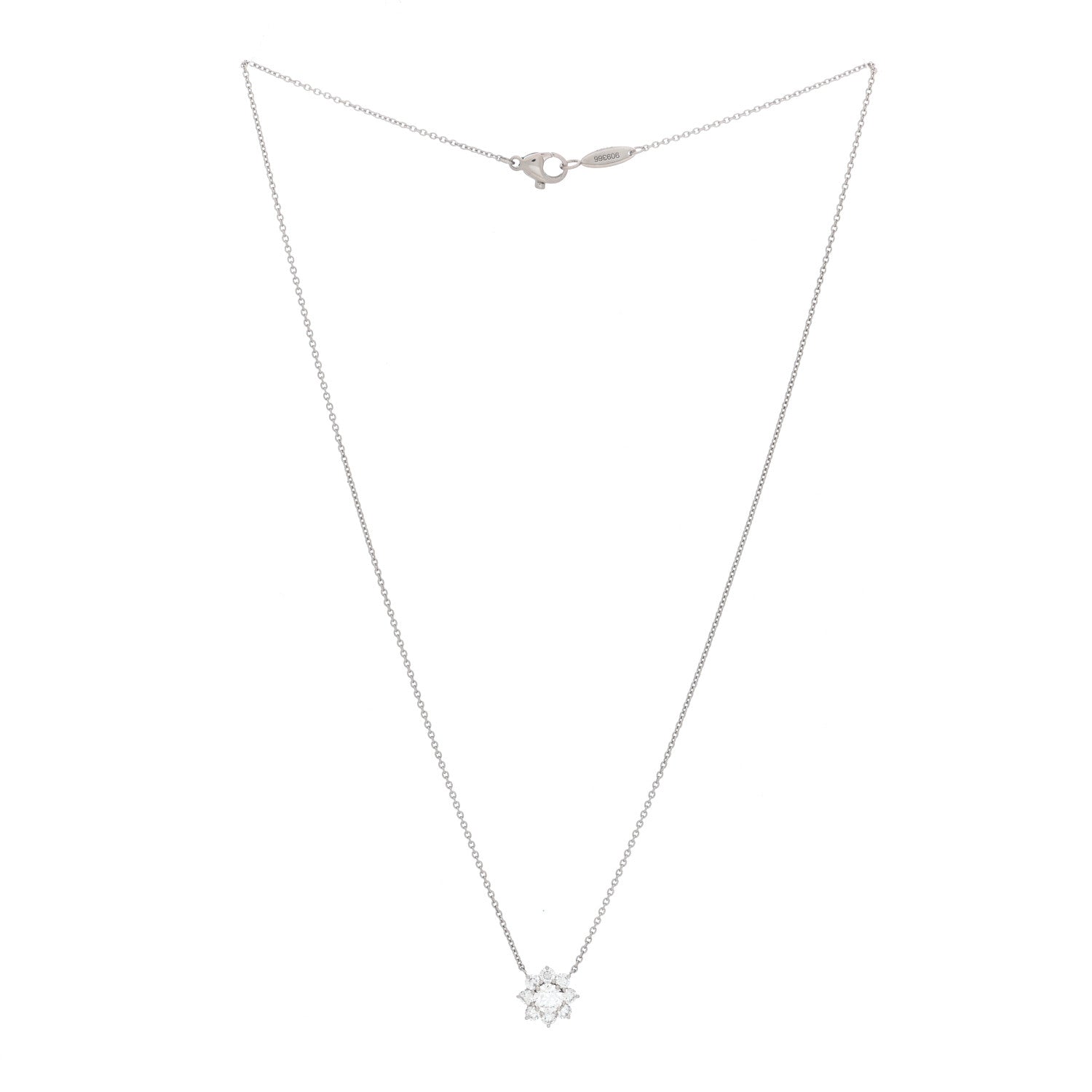 Harry Winston Platinum Diamond Petite Sunflower Pendant Necklace 3 of 5