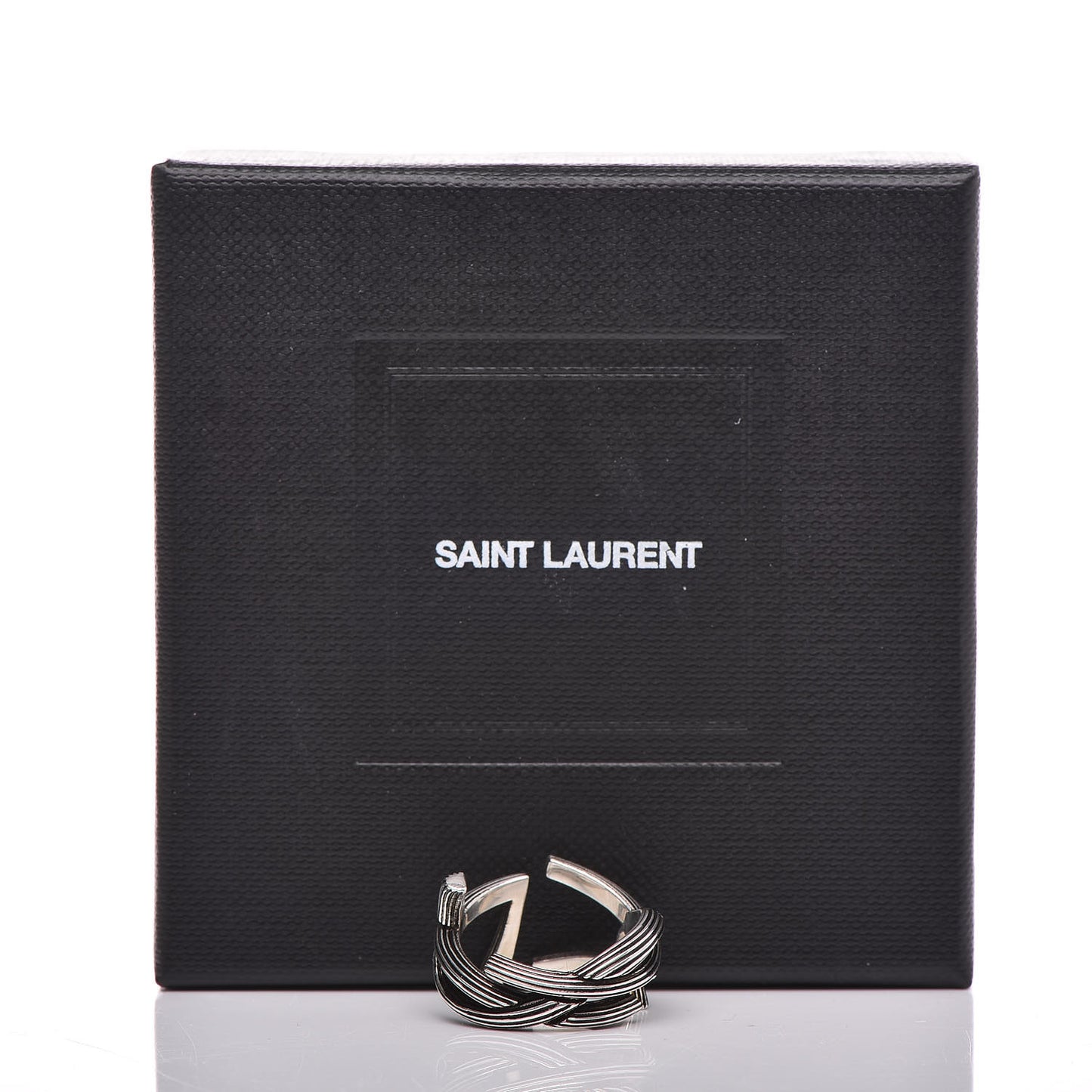 Straited Brass Monogram Ring 6 Oxidized Silver