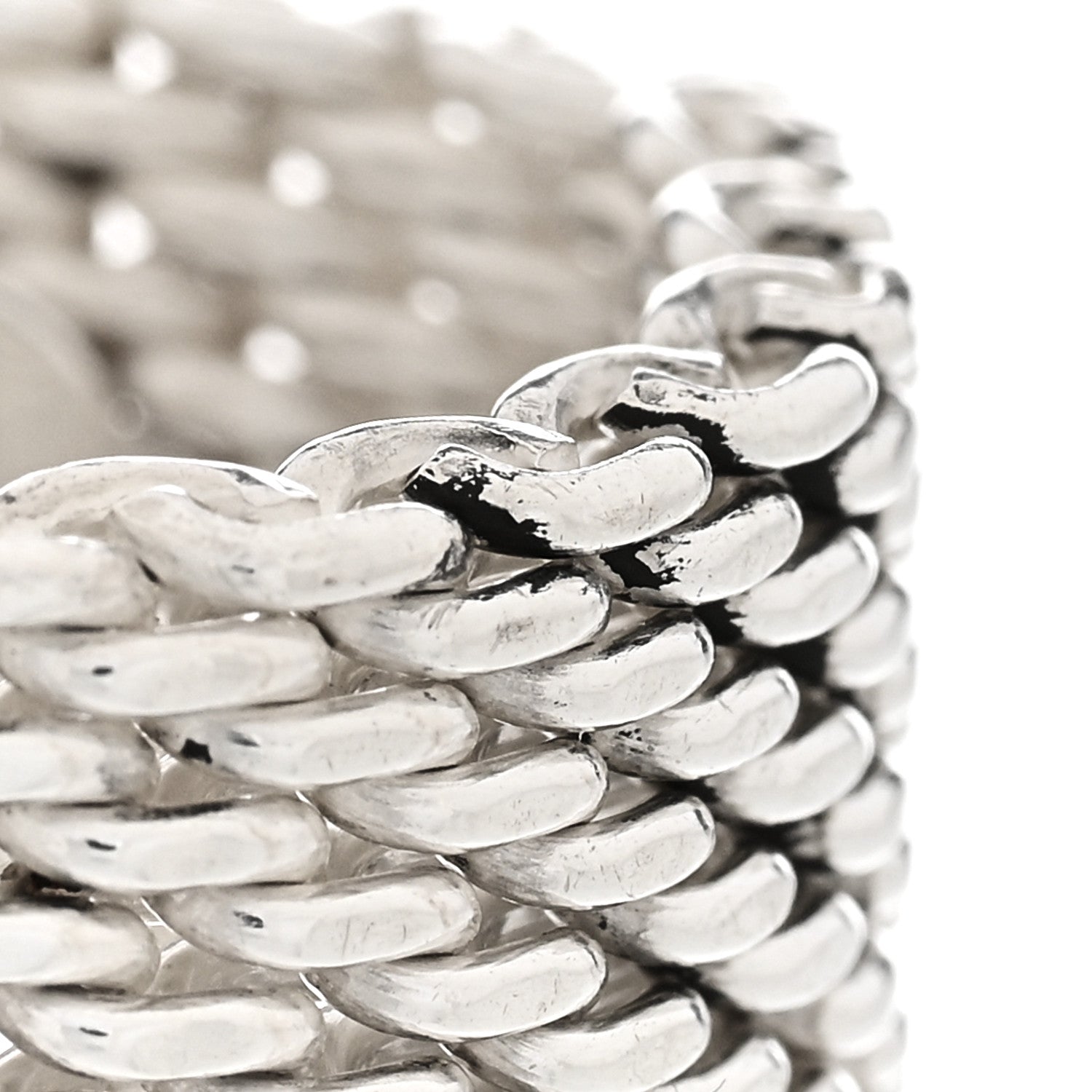 Tiffany Sterling Silver Somerset Mesh Ring 56 7.5 5 of 5