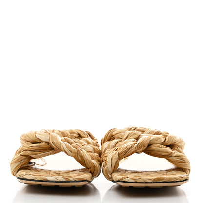 Bottega Veneta Raffia Twisted Intrecciato Stretch Flat Sandals 36 Macadamia 2 of 7