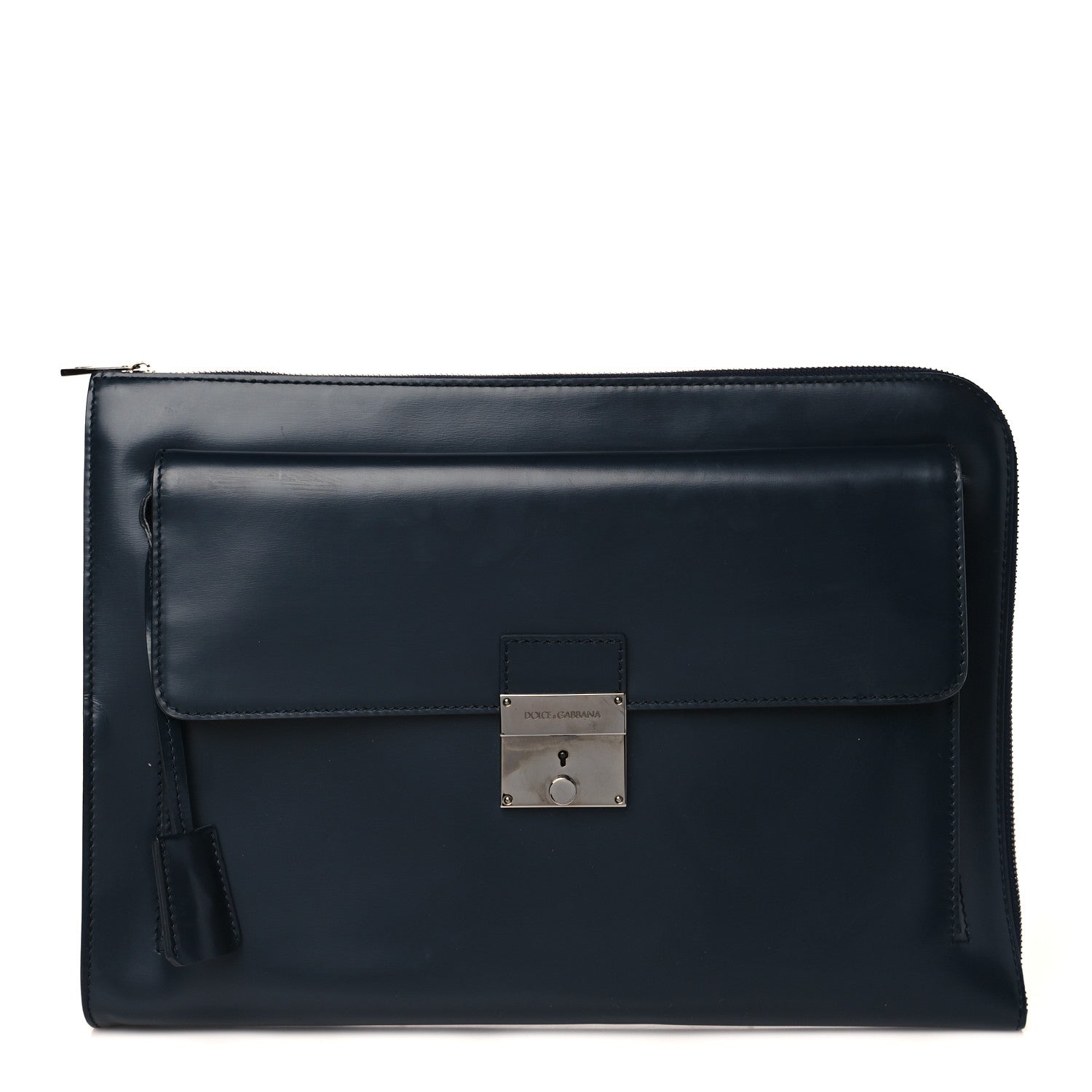 Dolce & Gabbana Vitello Large Zip Clutch Dark Blue 1 of 9