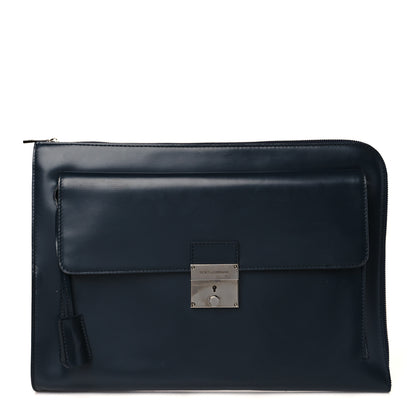 Dolce & Gabbana Vitello Large Zip Clutch Dark Blue 1 of 9
