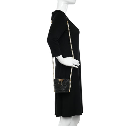 Chanel Calfskin Quilted Pearl Mini About Pearls Drawstring Bucket Bag Black 2 of 10