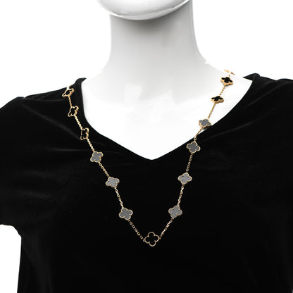 Van Cleef & Arpels 18K Yellow Gold Black Onyx 20 Motifs Vintage Alhambra Necklace 2 of 5