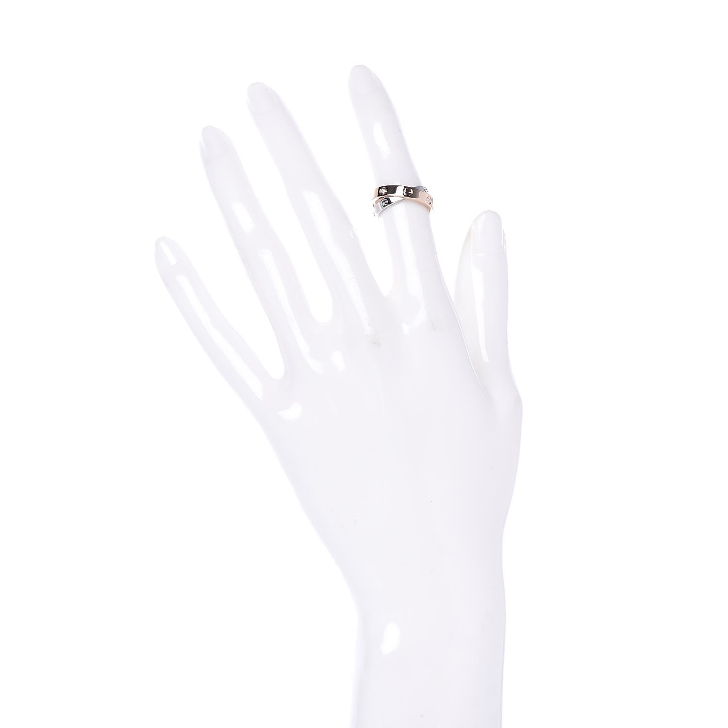 Cartier 18K Pink White Gold 6 Diamonds LOVE Ring 46 3.75 2 of 4