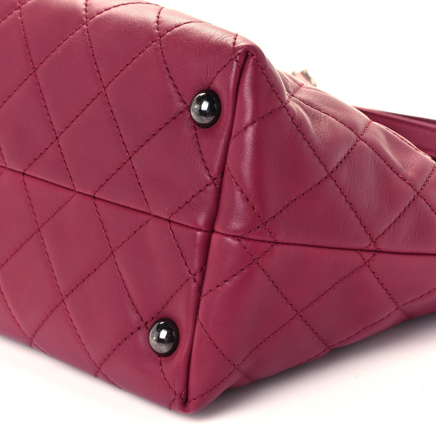 Calfskin Quilted Small Shopping In Chains Tote Dark Pink