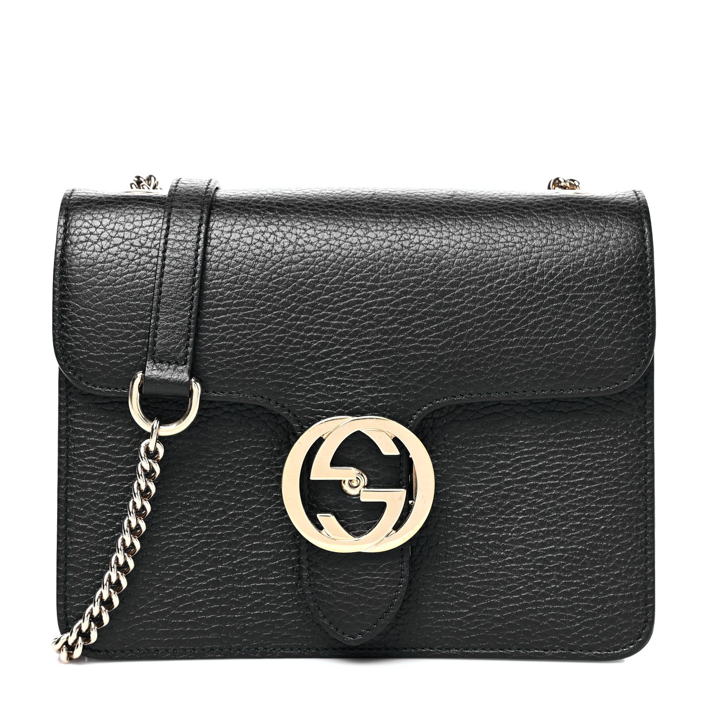 Dollar Calfskin Small Interlocking G Shoulder Bag Black