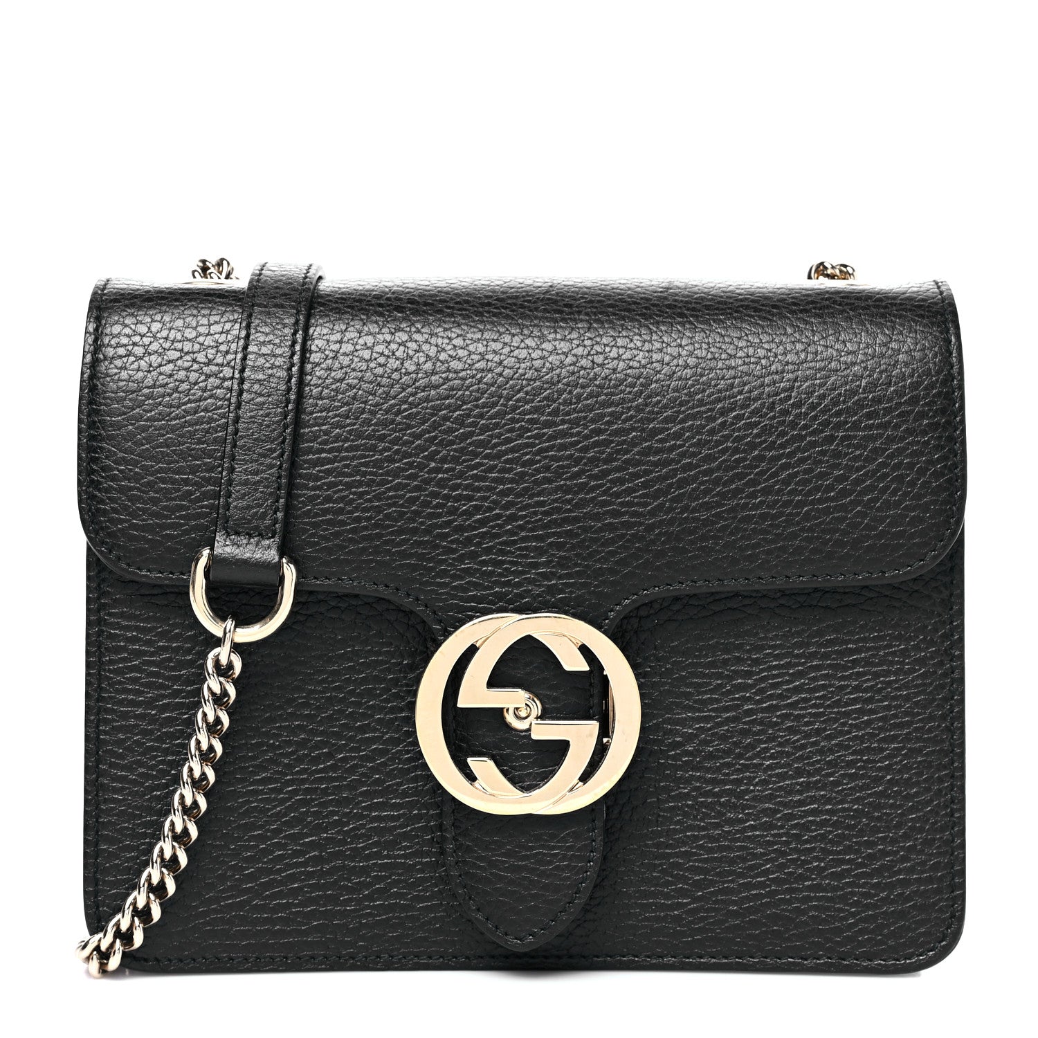 Gucci Dollar Calfskin Small Interlocking G Shoulder Bag Black 1 of 9