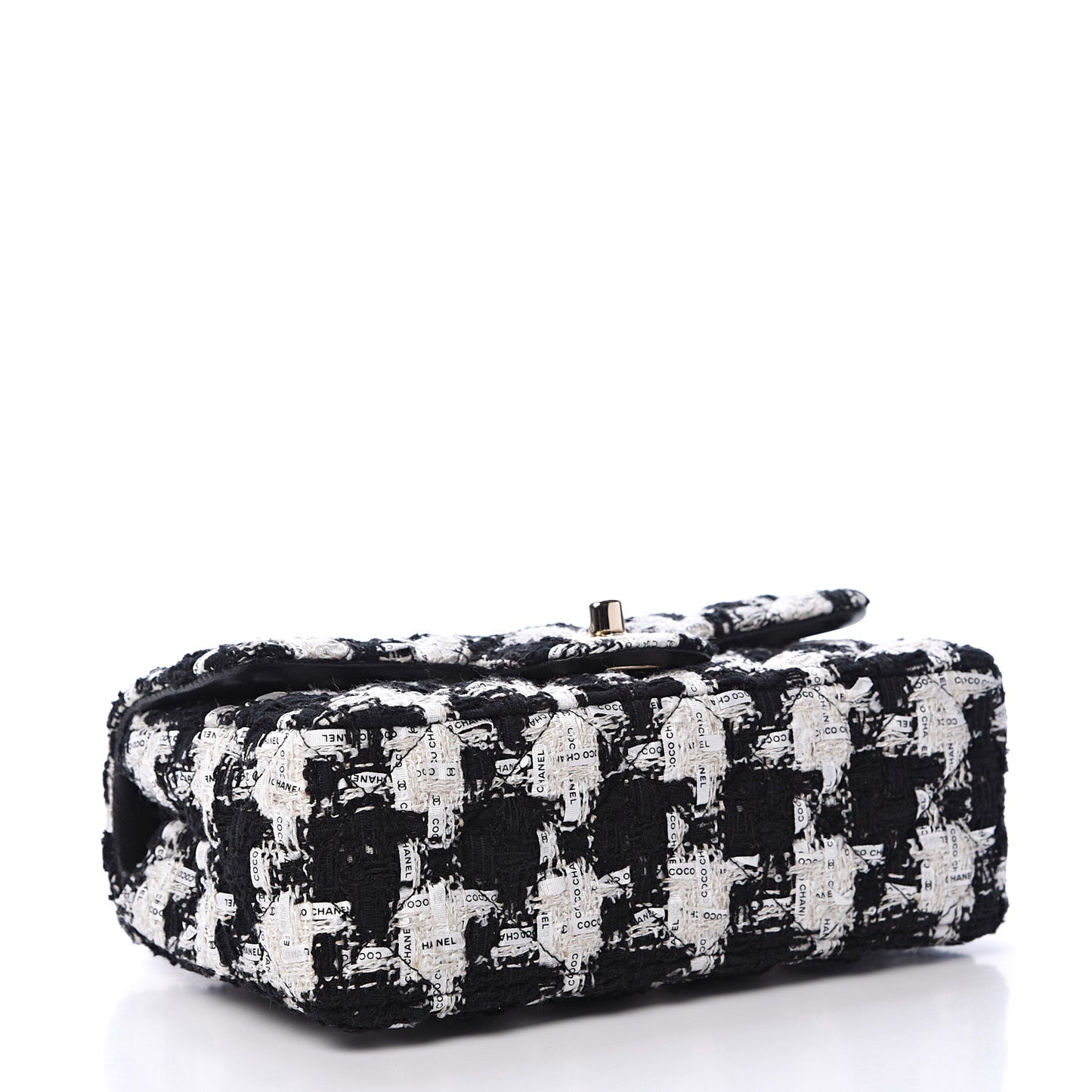 Tweed Quilted Mini Rectangular Flap Black Ecru White