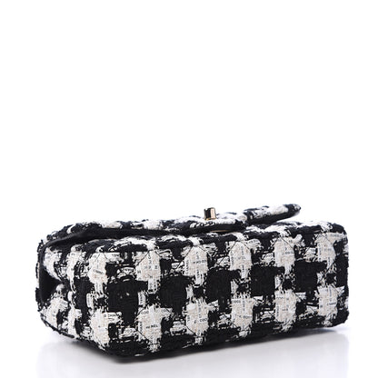 Chanel Tweed Quilted Mini Rectangular Flap Black Ecru White 3 of 11