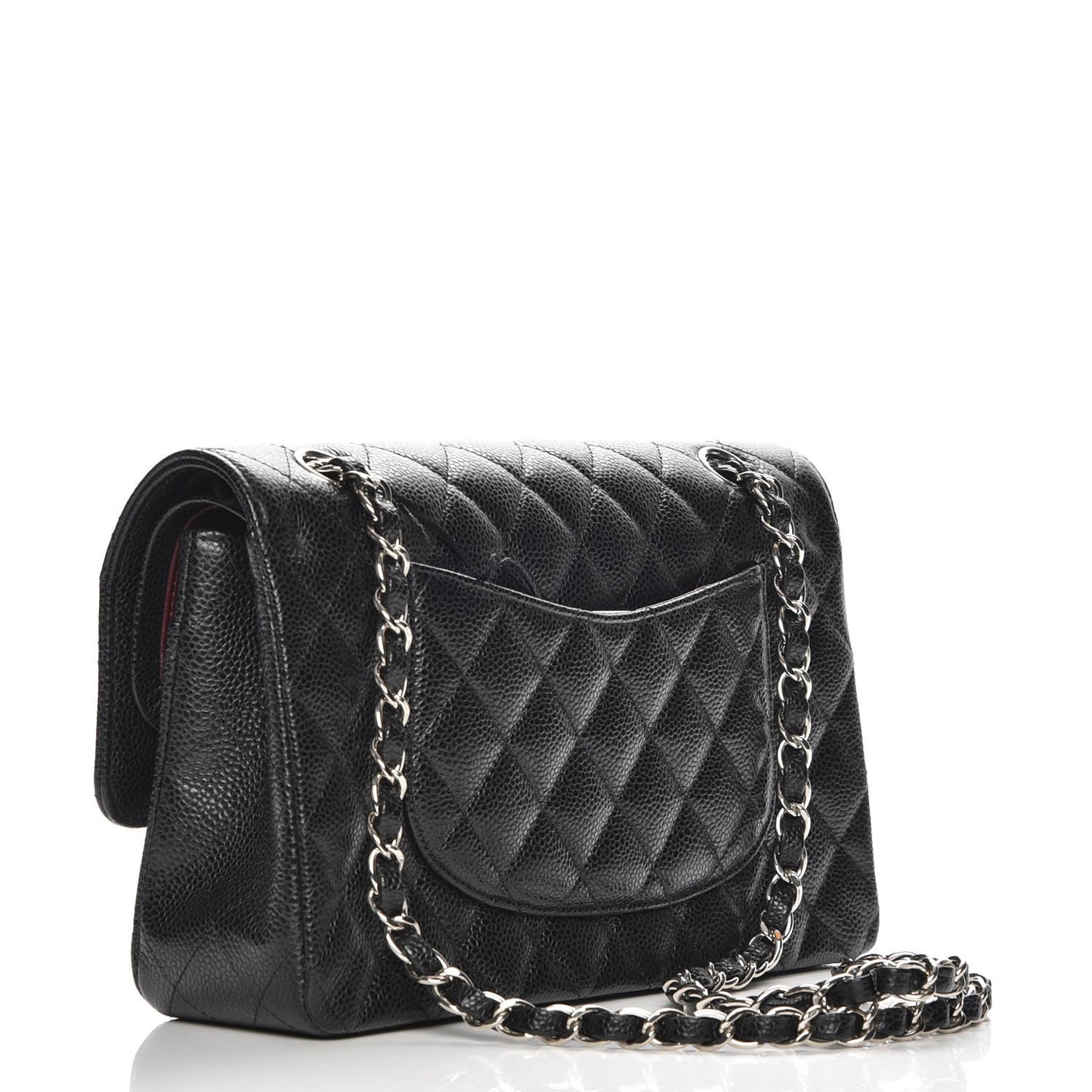 Caviar Quilted Medium Double Flap Black