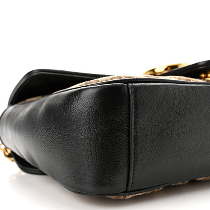 Gucci Monogram Matelasse Diagonal Small GG Marmont Shoulder Bag Beige Black 9 of 10