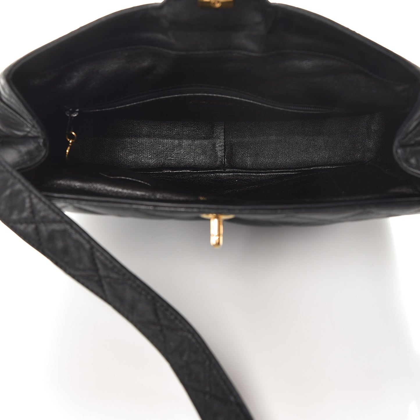 Lambskin Quilted Shoulder Bag Black