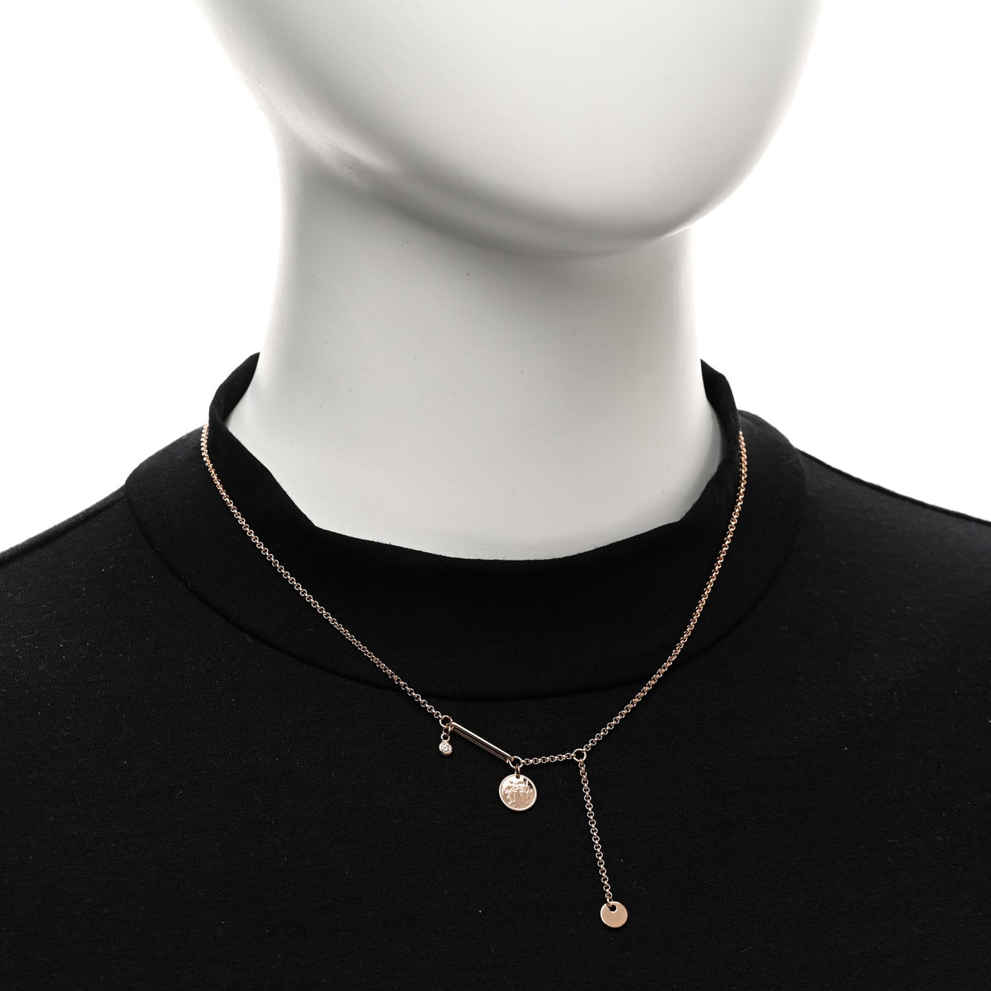 18K Rose Gold Diamond PM Ex-Libris Pendant Necklace